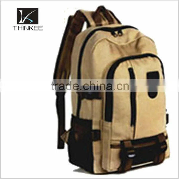 Canvas School Laptop Backpack Simple Light Travelling Backpack photo-4