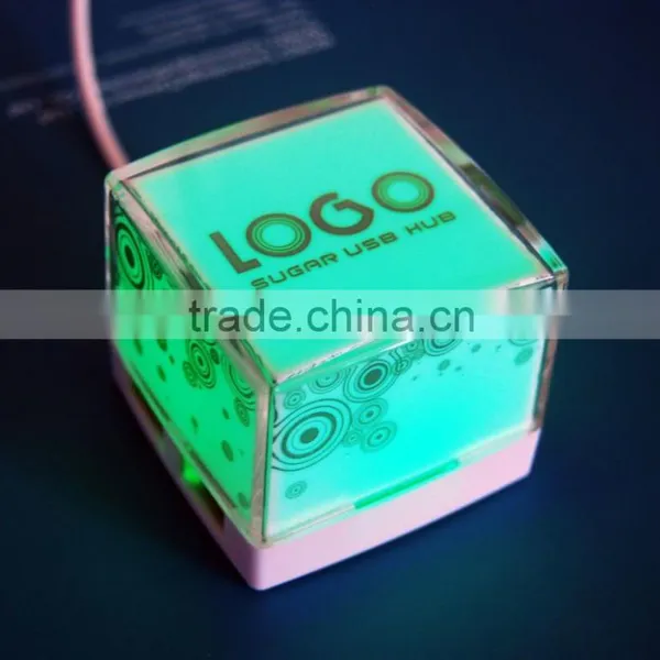 Promotional Gift Computer Colorful LED 4 Port Mini USB HUB photo-6