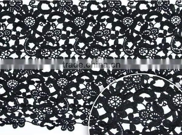 File Milk Silk Water Soluble Lace Hollow Out a Black Cloth Embroidery Stereoscopic Big-name Clothing Embroidery Fabric photo-4
