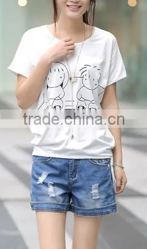 Han Edition 2015 the New Female T-shirt With Short Sleeves Big Yards Leisure T-shirts of Cartoon Printed t Shirt photo-3