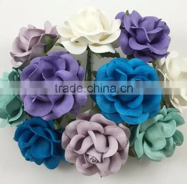 White, Purple, Turquoise, Handmade Mulberry Paper Flower, Wedding Party, Scrap-booking Crafts
