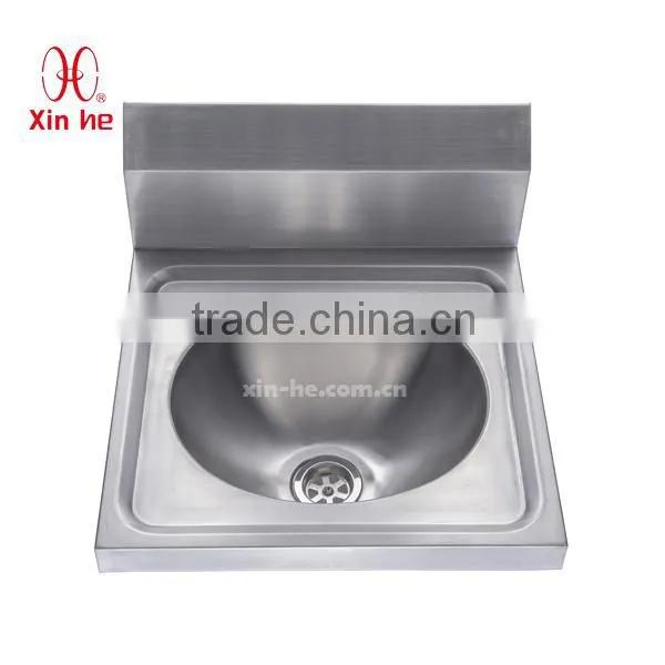 Stainless Steel Wall Hung Commercial Hand Washing Sink With Backsplash and Tap Hole for Public Use photo-3