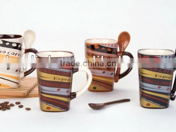 Egypt Style Ceramic Mug With Spoon photo-2