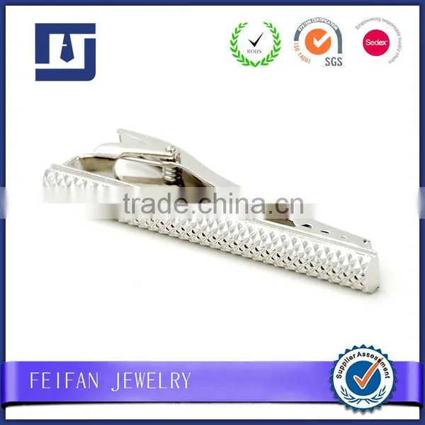 Custom Silver Diamond Grain Tie Clip Manufacturer photo-2