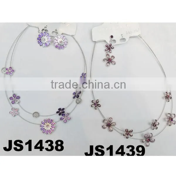 Cheap Fashion Flower Necklace Earrings Jewelry Set