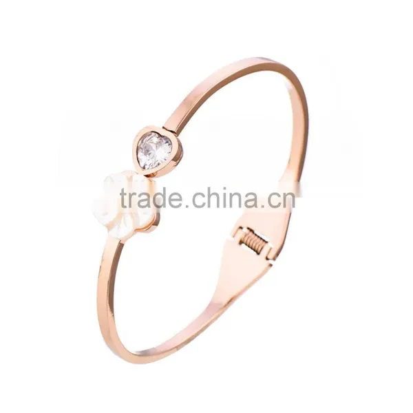 Newest Beautiful Bangle Design Zircon Stainless Steel Bangle photo-4