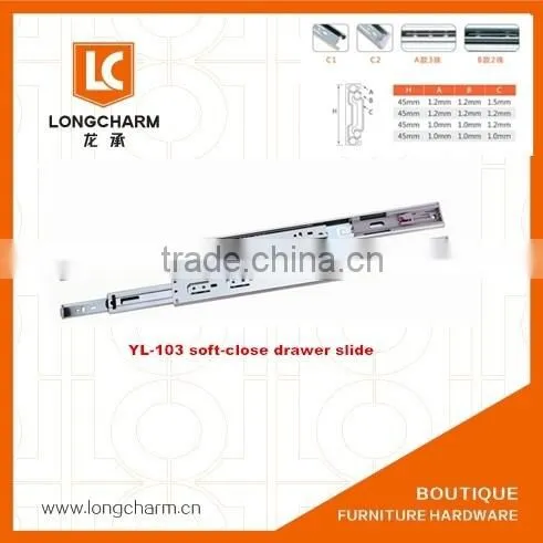 3-sections Push&soft Close Drawer Slide Rail Base Mount Drawer Slides With Iron Handles photo-5
