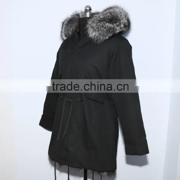 Wholesale Price Parka Jacket With Silver Fox Fur Hood and Lining for Women photo-3