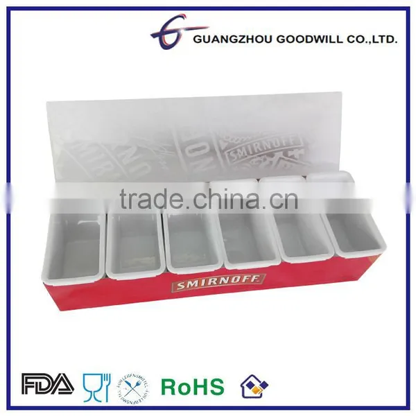 Stainless Steel 6pcs Condiment Tray With Acrylic Transparent Cover