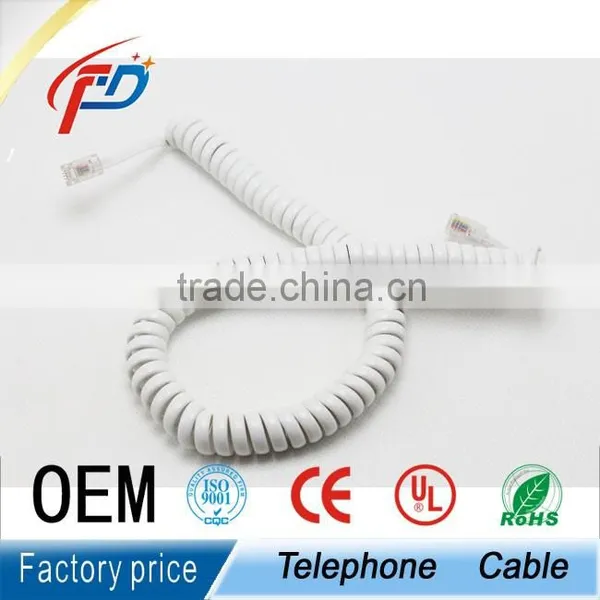 Indoor Curly Flat Telephone Cable With Rj11 Plugs 1M 1.5m 2m photo-2
