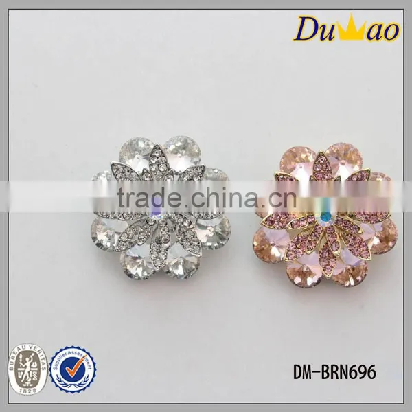 Good Quality Flowe Shape Glass Brooch in Bulk Rhinestone Brooch photo-2
