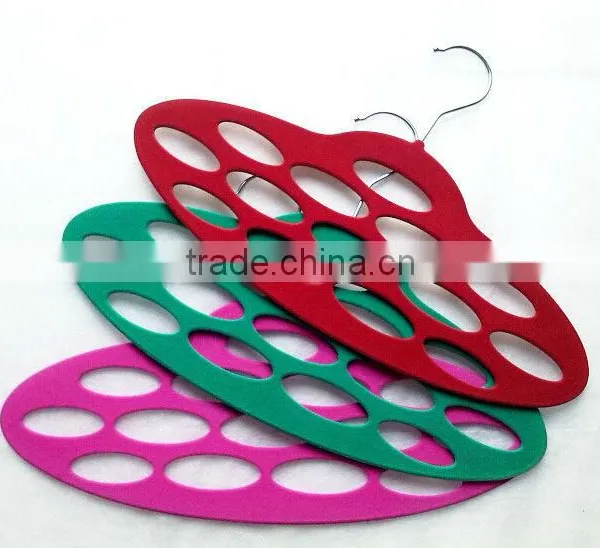 Oval Circles Velvet Flocked Scarf Hanger Organizer photo-2