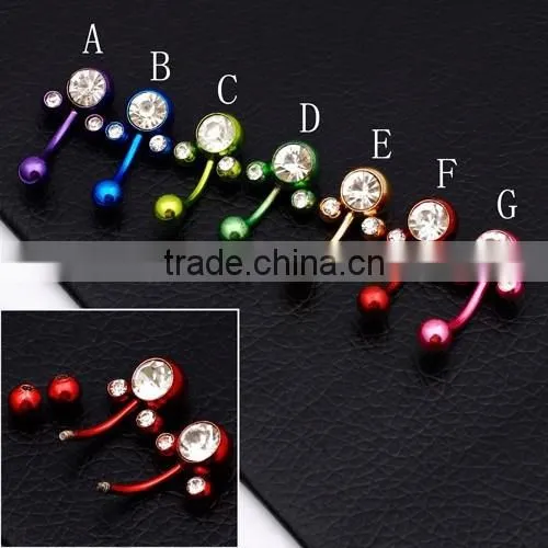 New Arrival Stainless Steel Colorful Crystal Body Piercing Jewelry photo-4
