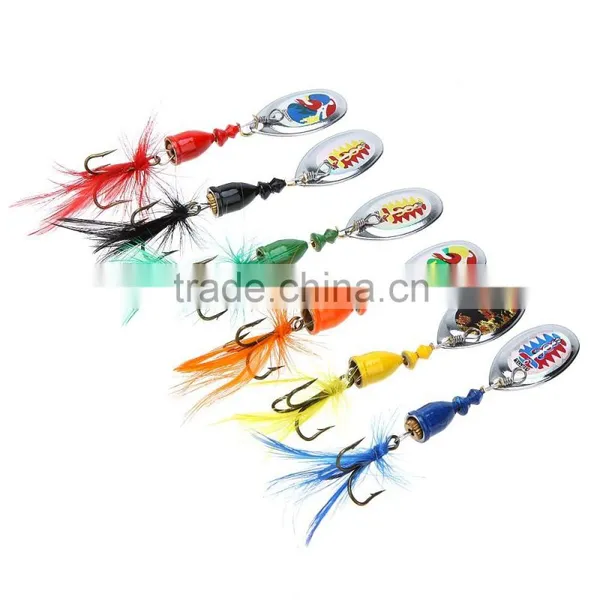 6Pcs 7cm 4g Hard Fishing Lures Spoon Noise Sequin Paillette Baits With Feather Treble Hook Set Tackle photo-6