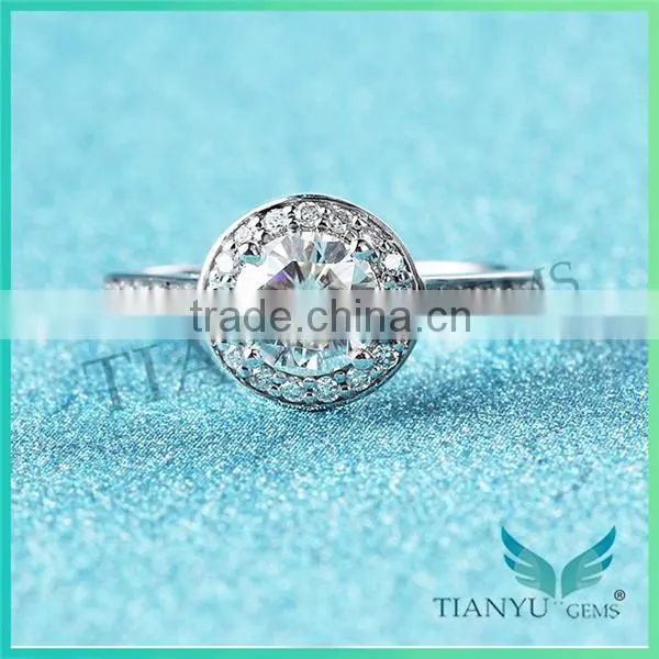 1Carat Round Cut Moissanite Diamond Wedding Ring 925 Sliver Finger Ring photo-2