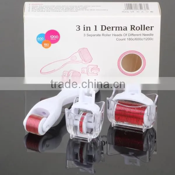 Wholesale 3 in 1 Dermaroller Microneedles With 3 Separate Roller Heads of Different Needle Count 180/600/1200pins DRS301 photo-4