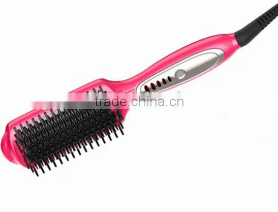 Pink 3 In 1 Professional Hair Salon Equipment Electric Hair Straightener Brush With Hair Curler photo-2