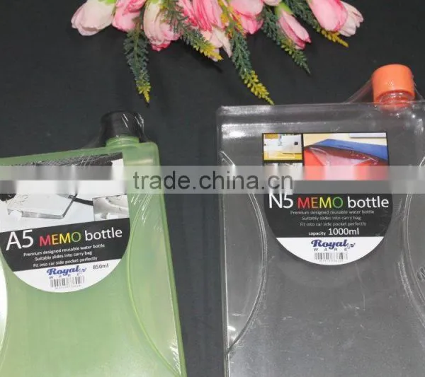 A5 850ml Flat Transparent Memo Water Bottle, N5 1000ml Memo Water Bottles, 2016 Design Memo Water Bottle! photo-4