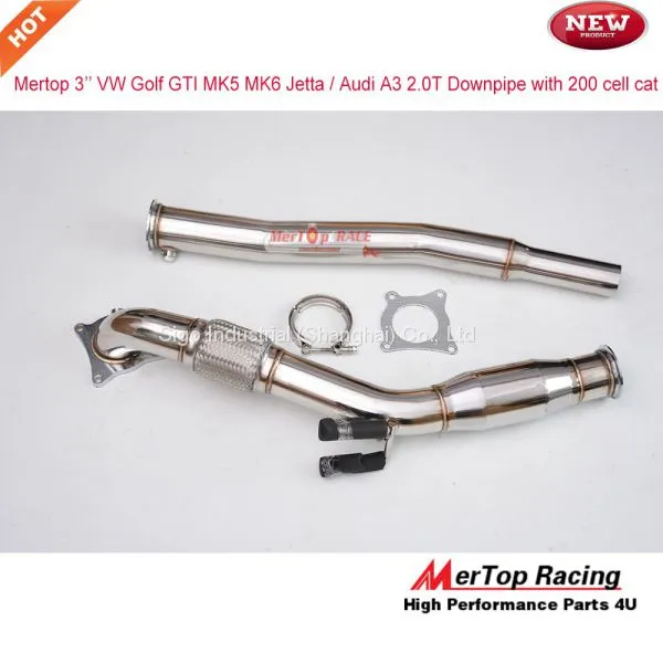 Mertop 06-10 VW GTI Jetta Mk5 Mk6 / Audi A3 Fsi Tsi 2.0T GEN2 Turbo Intercooler Kit+3'' Downpipe With 200 Cell Sport Cat photo-2