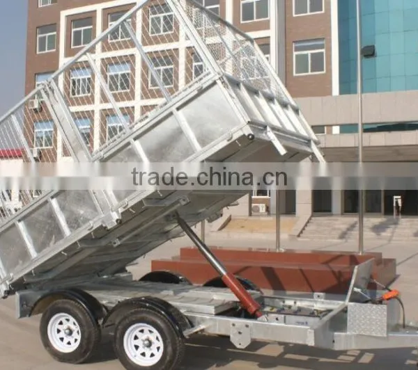Fully Hot Deep Galvanized Tipping Trailer 2 Ton ,dump Wagon, Tandem Axles With Battary Oil Tank and Wire Mesh Fence photo-6