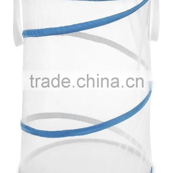Vivinature Collapsible Hamper, White With Blue Trim photo-4