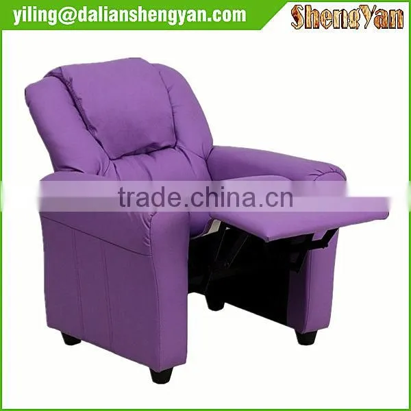 Contemporary Purple Vinyl Kids Recliner With Cup Holder and Headrest photo-5