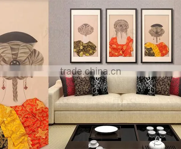 Framed Handmad Fabric Painting Designs Scenery Art photo-4