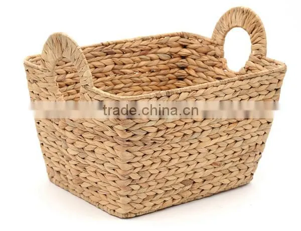 Water Hyacinth Rectangular Laundry Basket With Hole Handle photo-2