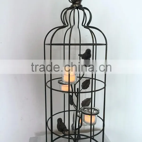 Classic Metal Birdcage Decorative Glass Tealight Holder photo-2