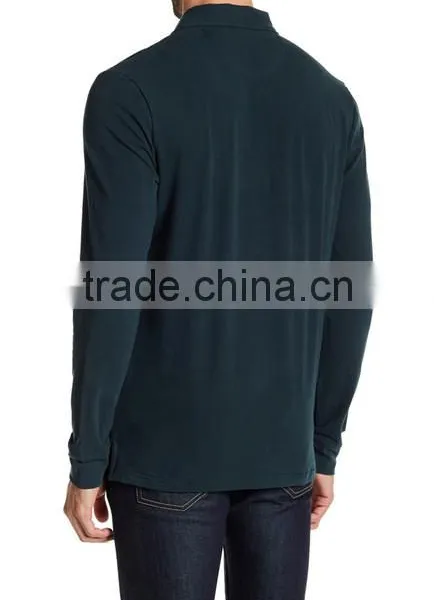 Mens Long Sleeve Polo Tee Shirts With Pocket Cheap Wholesale Plain Black T-shirts Tshirts photo-5