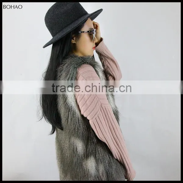 Top High Quality And Hot Sale Ladies Grey Men-made Fur Vest photo-4