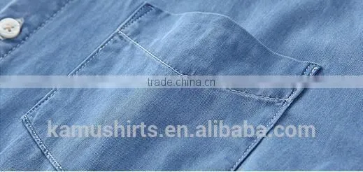 Wholesale Denim Shirt for Mens Shirt Factory Cotton Washed BLUE Mens Denim Shirts photo-4