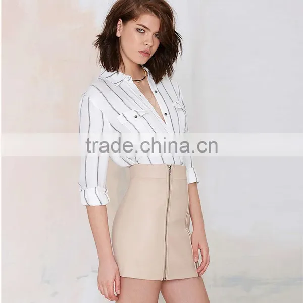 MGOO 2016 Fashion Design Custom Slinky Skirt For Women Work Office High Waist Zip Up Skirts 15144A552 photo-3