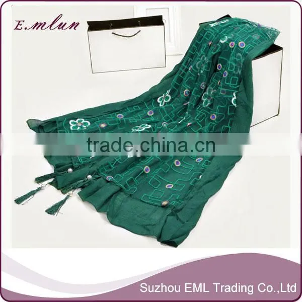 Wholesale Hot Design Lady Print Double Lace Scarf