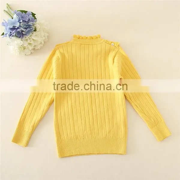2015 TRENDY DESIGN KNITTED SWEATERS SOLID KIDS GIRLS PULLOVER SWEATERS APPLIQUED WITH BREASTPIN photo-2