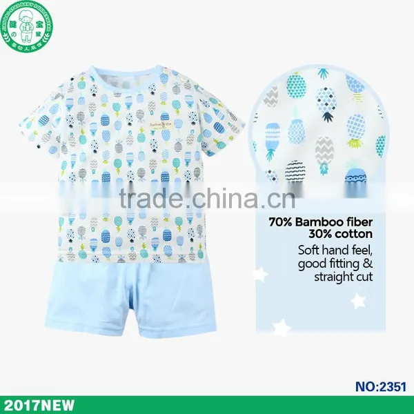 Wholesale Soft Touch Bamboo Fiber Baby Sleepsuit Children Pajamas for Summer photo-2