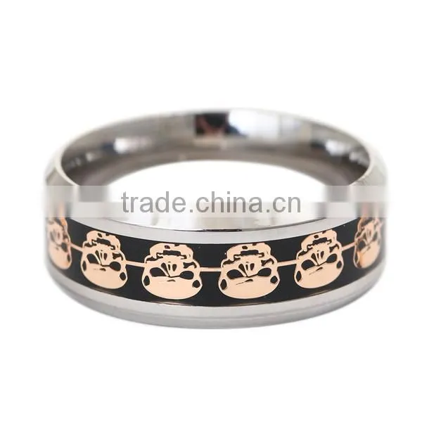 Stainless Steel Unadjustable Rings Silver Tone Golden Skull photo-2