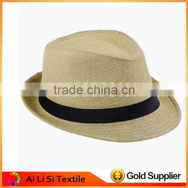 2016 Wide Brim Sun Hats for Women Men Jazz Caps Panama Fedoras Unisex Top Beach Visor Hat Straw Cap Brief Solid photo-2