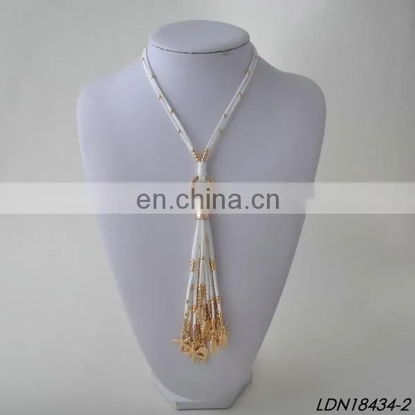 Customize Your Charm Leather Beaded Tassel Pendant Necklaces photo-3