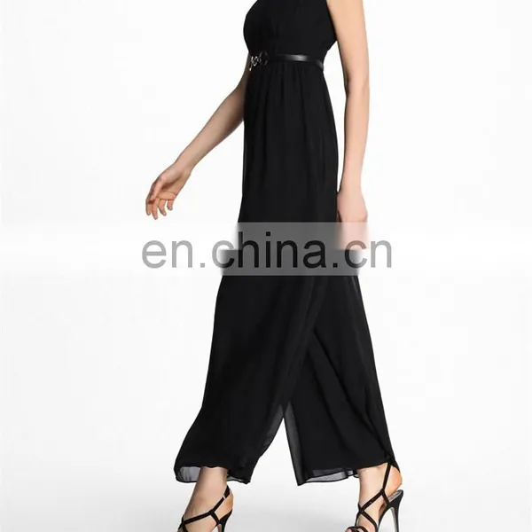 Chiffon Fabric Black Lining Pants Elegant Women Rompers and Jumpsuits 2016 photo-2