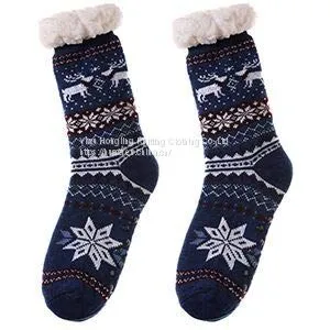 European Popular Snowflake Design China OEM Factory Direct Sale Slipper Winter Socks With Non Slip Grips photo-2