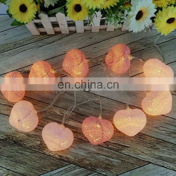 Heart Cotton Ball String Lights Fairy Lights Wedding Party Decor Lamp photo-3