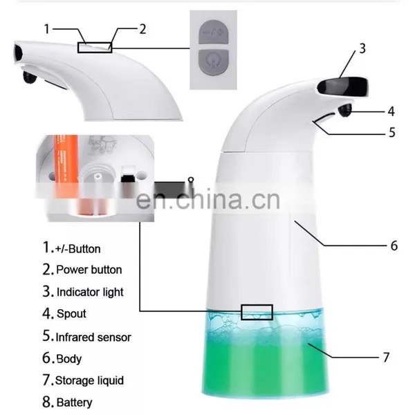 In Stock Intelligent 250ml Liquid Soap Dispenser Automatic Contactless Induction Foam Infrared Sensor Hand Washing Device photo-3