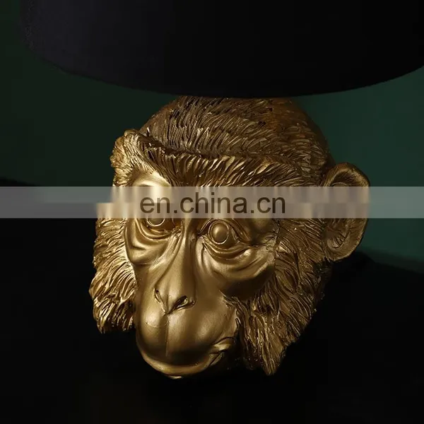 Novel Monkey Head Decoration European Antique Gold Retro Desk Lamps for Indoor photo-5