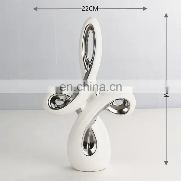Nordic Modern Hotel Home Decoration Creative Design Artwork Silver-plated Ceramic Living Room Ornaments photo-5