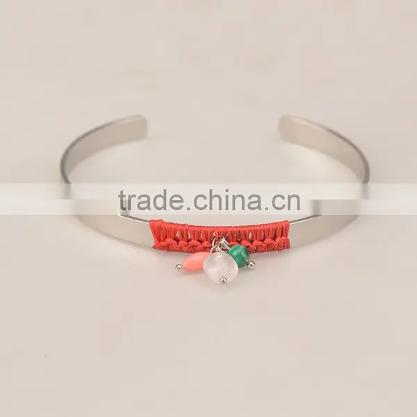 CWB662001 Online Jewelry Handmade Bracelets Fashion Expandable Stainless Steel Wire Bangle With Charm photo-6