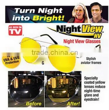 Yellow Polycarbonate Night View Aviator Style Glare Reduction Glasses Night View Glasses