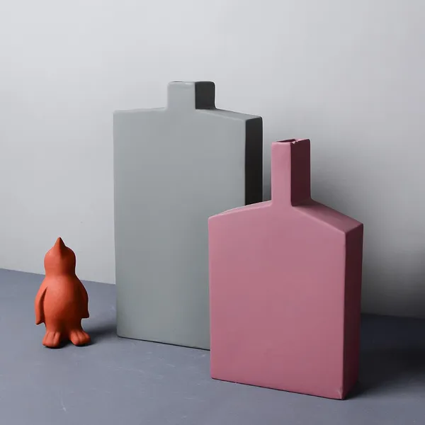 Luxurious Nordic Style Winebottle Small Ceramic Vase, Sample Room Hotel Decoration photo-2
