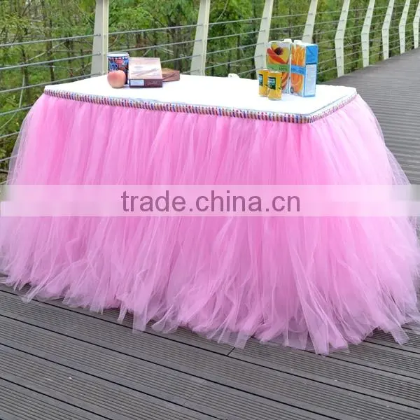 Romantic Wedding Party Birthday Supply Dessert Station Tutu Tulle Table Skirt Cover SD103 photo-6