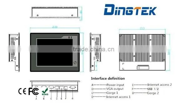 Atom N2800 CPU RS 232/485 Interface Fanless Customized Size Panel pc photo-6